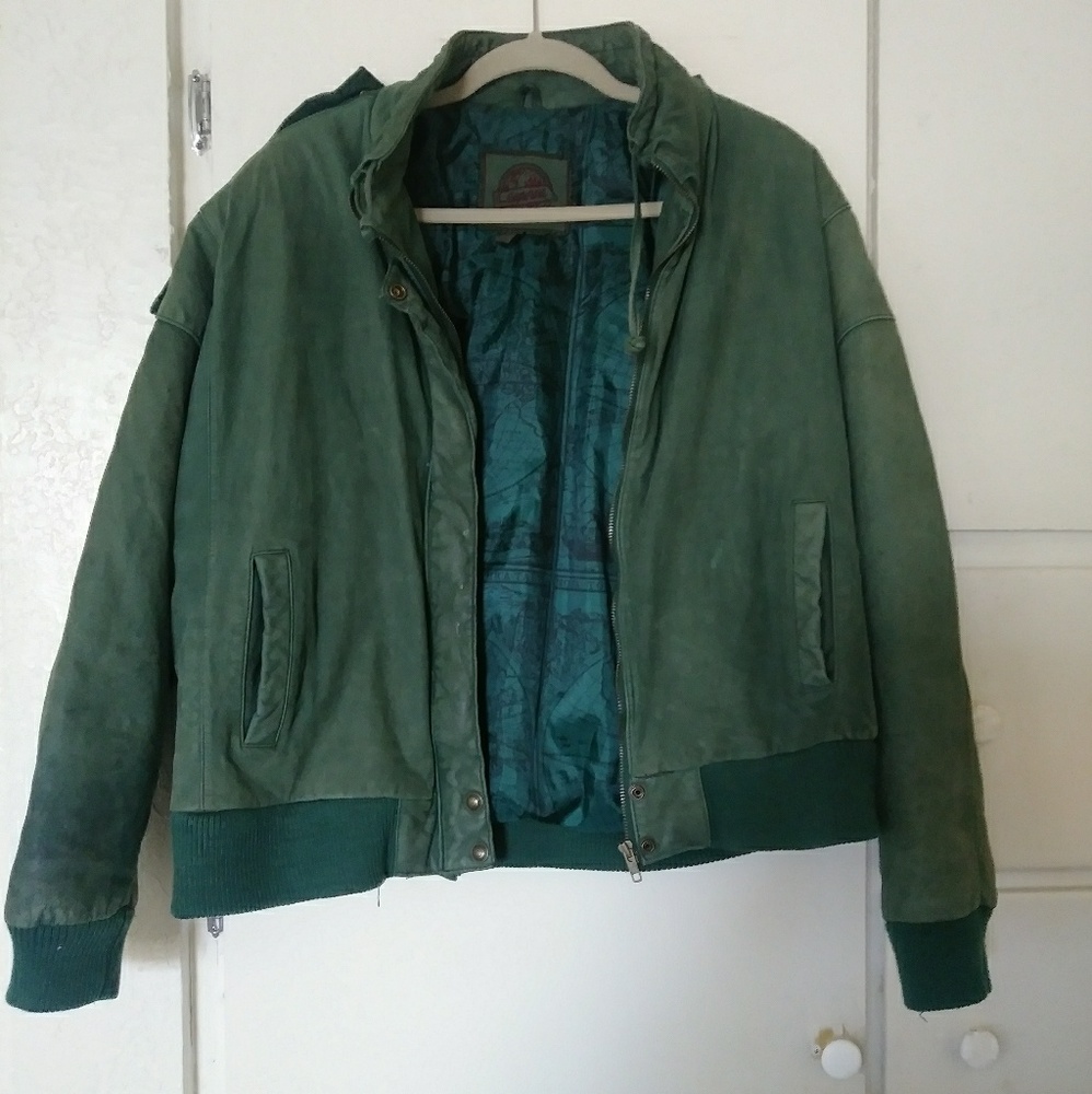 Leather bomber jacket